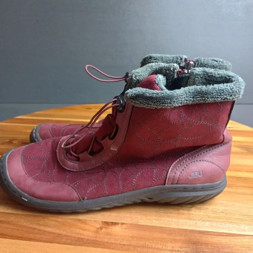 Jambu Jbu Tandee Boots Maroon Sz 8.5 Side‎ Zip Drawstring Jersey Lined Outdoor